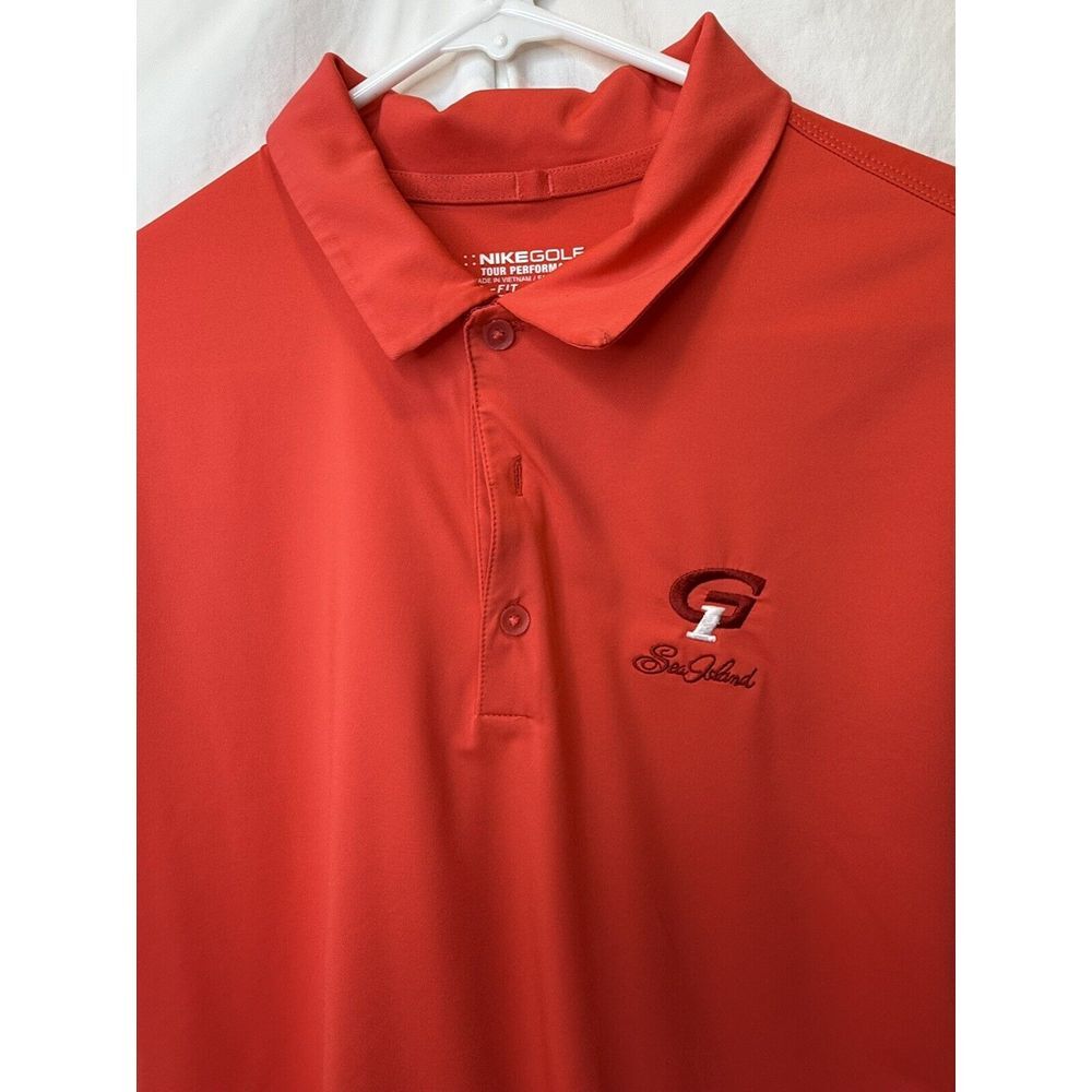 Nike Golf Tour Performance Dri Fit L‎ Orange G1 Polo Sea Island Golf Club Resort
